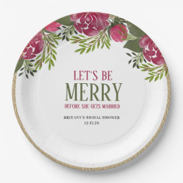Plato De Papel Seamos felices navidades Floral Bridal Shower