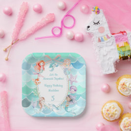 Plato De Papel Seamos Sirenas Juntos Fiesta Sirena Cumpleaños