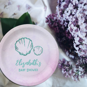 Plato De Papel Seashell Baby Shower