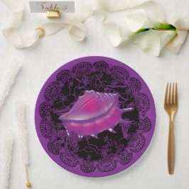 Plato De Papel Seashell Purple