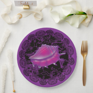 Plato De Papel Seashell Purple