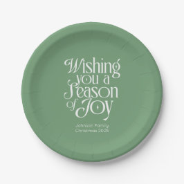 Plato De Papel Season of Joy Holiday Plates Personalized