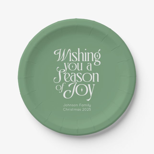 Plato De Papel Season of Joy Holiday Plates Personalized (Anverso)