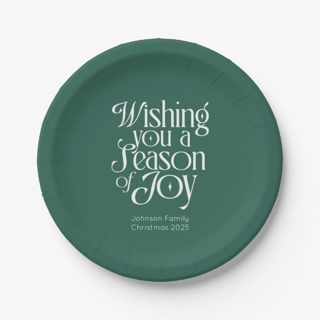 Plato De Papel Season of Joy Holiday Plates Personalized (Anverso)