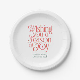 Plato De Papel Season of Joy Holiday Plates Personalized