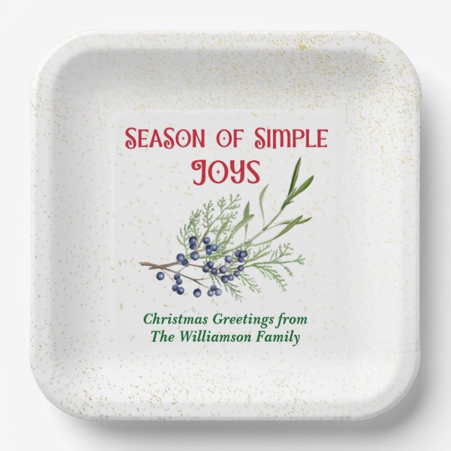 Plato De Papel Season of Simple Joys Blue Juniper Christmas (Anverso)