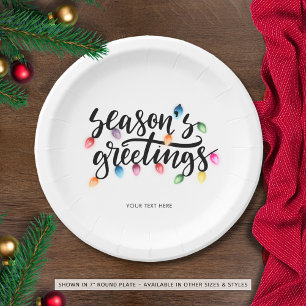 Plato De Papel Seasons Greetings Navidades festivos Nombre de las