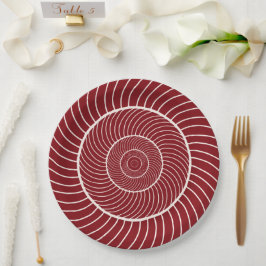 Plato De Papel Secuencia fibonacci de espiral de crema roja de Bo