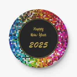 Plato De Papel Secuencias Personalizado Año Nuevo Oro Negro