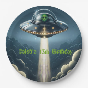 Plato De Papel Secuestro Alien UFO Nubes Azules Fiesta de Cumplea