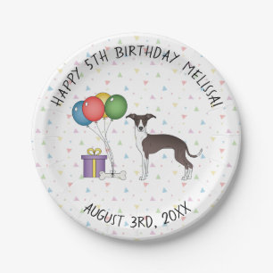 Plato De Papel Seda Y Blanco Italiano Greyhound Dog Cumpleaños