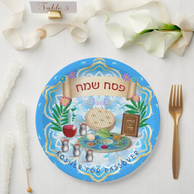 Plato De Papel Seder de Pascua Kosher Pesaj (Boda)