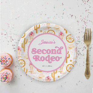Plato De Papel Segunda cumpleaños de vaquera de rodeo