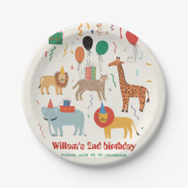 Plato De Papel Segundo cumpleaños de Jungle Animal