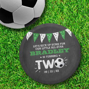 Plato De Papel Segundo cumpleaños de la pelota de fútbol de toda 