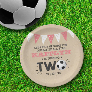 Plato De Papel Segundo cumpleaños de la pelota de fútbol de toda 
