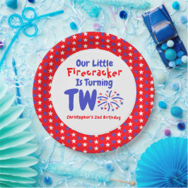 Plato De Papel Segundo cumpleaños de Little Firecracker