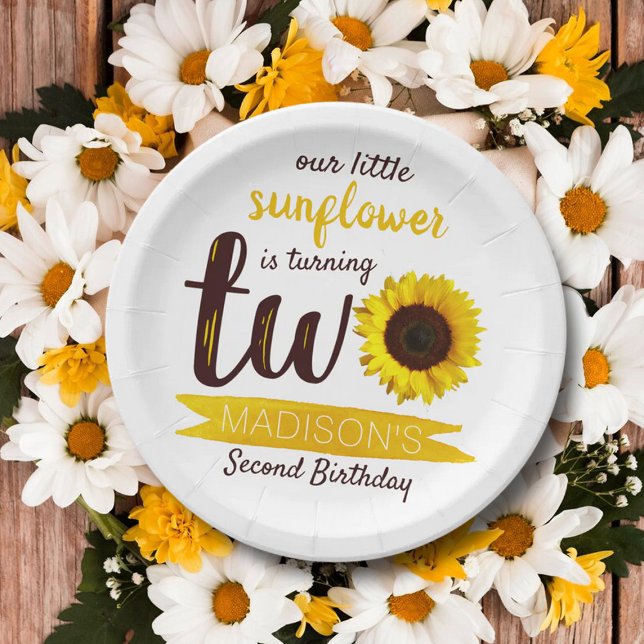 Plato De Papel Segundo cumpleaños de Little Sunflower (Subido por el creador)