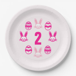 Plato De Papel Segundo cumpleaños de Pascua Rosa