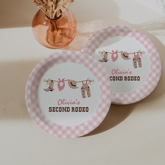 Plato De Papel Segundo cumpleaños de Rodeo Rosa Occidental Cowboy (Subido por el creador)