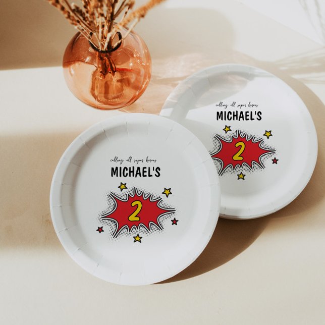 Plato De Papel Segundo cumpleaños de superhéroe dinámico (Subido por el creador)