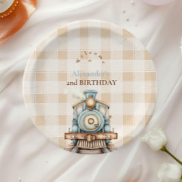 Plato De Papel Segundo cumpleaños del tren de cosecha