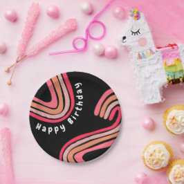 Plato De Papel Segundo cumpleaños dos arcoiris Groovy