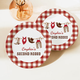 Plato De Papel Segundo Rodeo Vaquero Occidental Cumpleaños 2