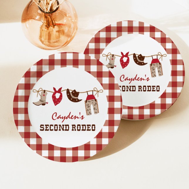 Plato De Papel Segundo Rodeo Vaquero Occidental Cumpleaños 2 (Subido por el creador)