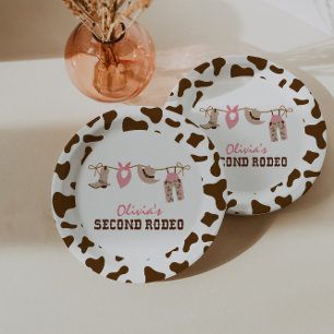 Plato De Papel Segundo Rodeo Vaquero Occidental Cumpleaños 2
