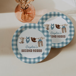 Plato De Papel Segundo Rodeo Vaquero Occidental Cumpleaños 2