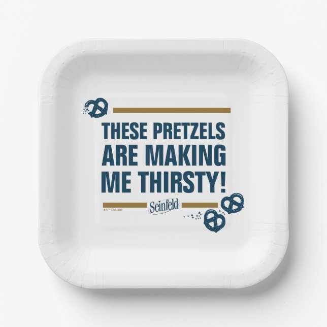 Plato De Papel Seinfeld | Gráfico de tipografía "Estos Pretzels" (Anverso)