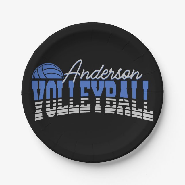 Plato De Papel Selector de voleibol personalizado ADD NAME Team C (Anverso)