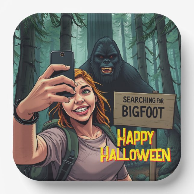Plato De Papel Selfie Bigfoot Sasquatch (Anverso)