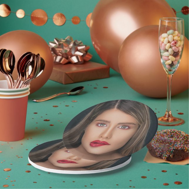 Plato De Papel Selfie de cara divertida personalizada (Multi)