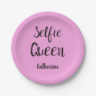 Plato De Papel Selfie nombre de reina rosa personalizado