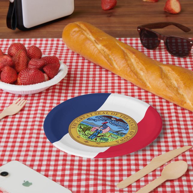 Plato De Papel Sello de Iowa, Iowa (Picnic)