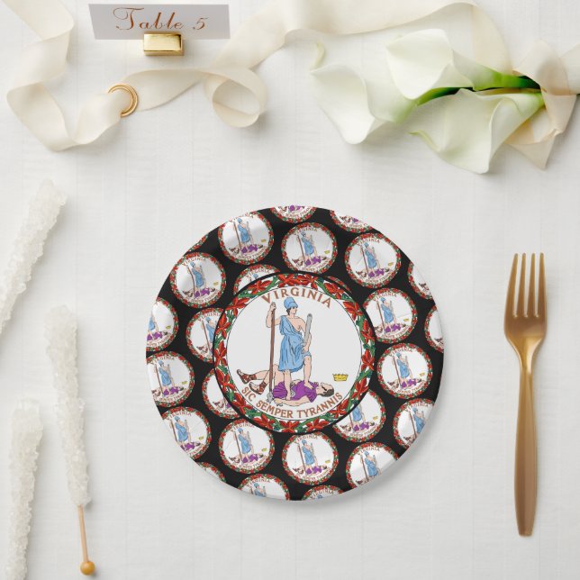 Plato De Papel Sello de Virginia, Virginia (Boda)