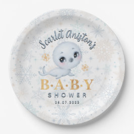 Plato De Papel Sello polar mate de Baby Shower