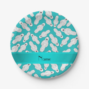 Plato De Papel Sello turquesa de nombre personalizado