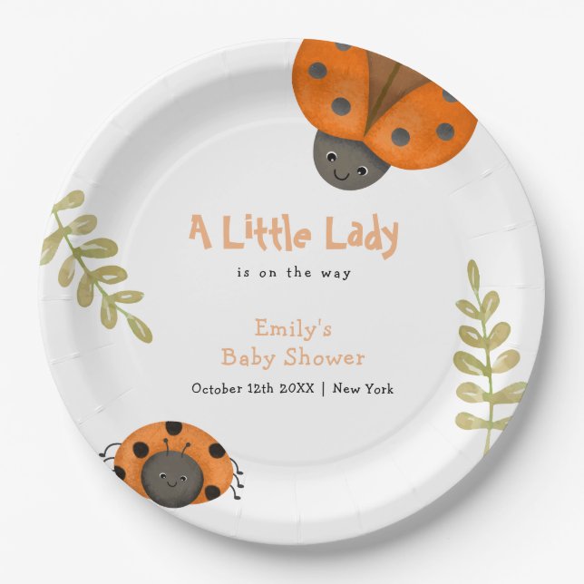 Plato De Papel Selva acuarela Little Ladybug Baby Shower (Anverso)