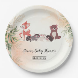 Plato De Papel Selva acuarela/Woodland Baby Shower