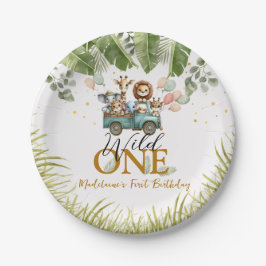 Plato De Papel Selva Safari Salvaje Un primer cumpleaños
