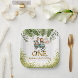 Plato De Papel Selva Safari Wild One Birthday Square