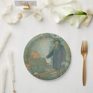 Plato De Papel Selva todavía brilla por los brillantes de luz bla