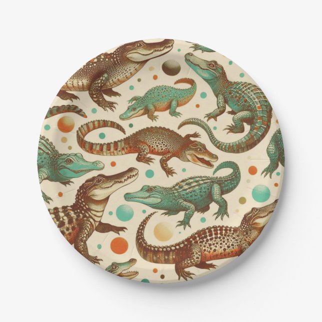 Plato De Papel Selvas de lagarto vintage (Anverso)