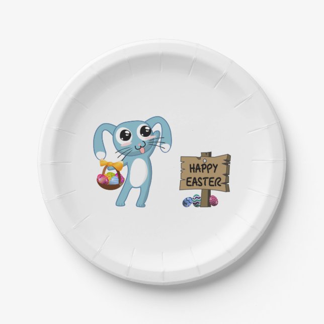 Plato De Papel Semana Santa Bunny desea feliz Pascua (Anverso)