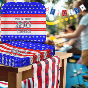 Plato De Papel Semiquincentenario Estrellas Rayas Rojas Blancas A