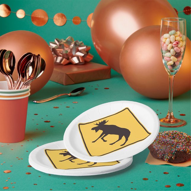 Plato De Papel Señal de cruce de alces Seguridad de la fauna (Subido por el creador)