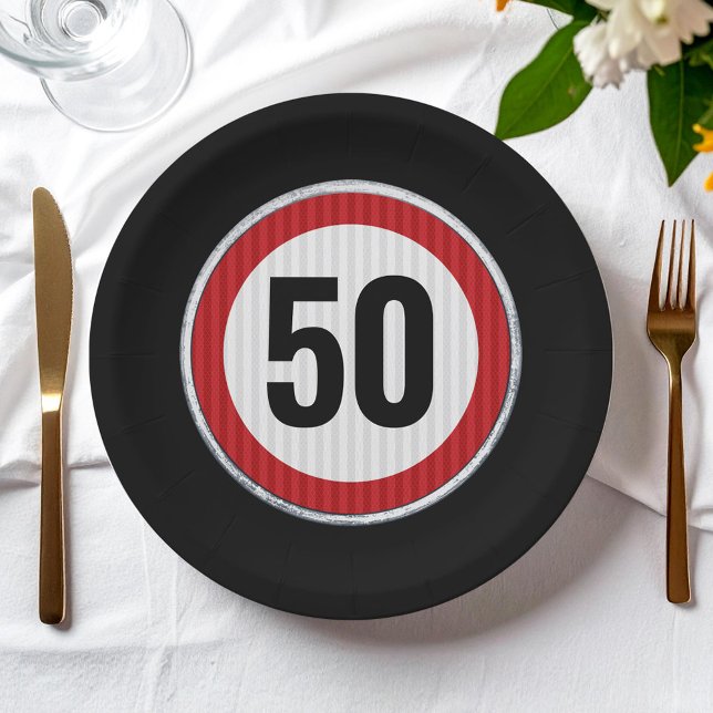 Plato De Papel Señal de límite de velocidad para cumpleaños 50 -  (Subido por el creador)